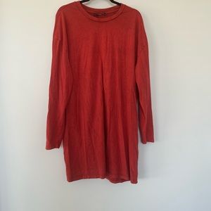 ASOS DESIGN Tall oversized long sleeve t-shirt dress in burnt orange acid wash